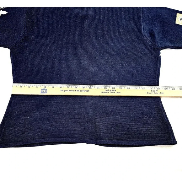 Vintage Pendleton Cardigan Womens Large Navy Blue Short Sleeve Knit Flower Leave - Picture 12 of 13